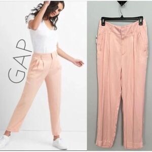 GAP Satin Drapey Trouser Pants Evening Sand pink Size 00